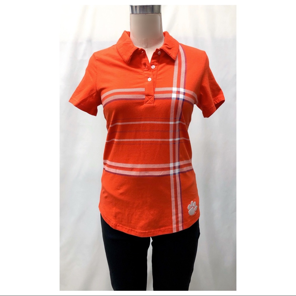 Clemson University Orange Short Sleeve Knit Polo